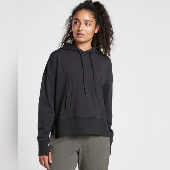 Athleta Mission Hoodie High Low Black Relaxed Fit Sweatshirt size XXS - Picture 8 of 12